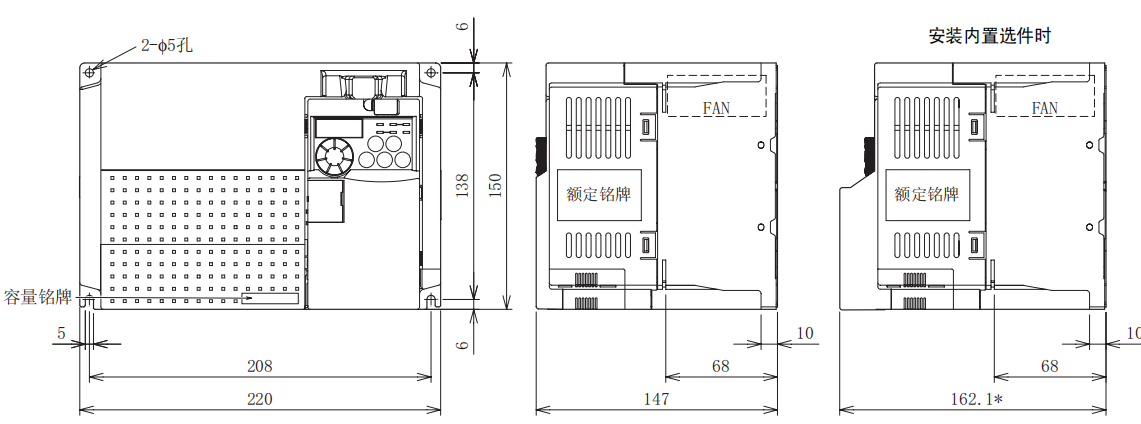 FR-E740-5.5K、7.5K-CHT尺寸圖